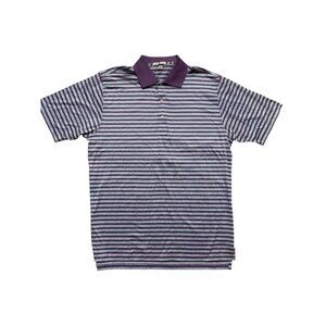 Peter Millar Polo Shirt L Purple Blue Stripe 100% Cotton Golf